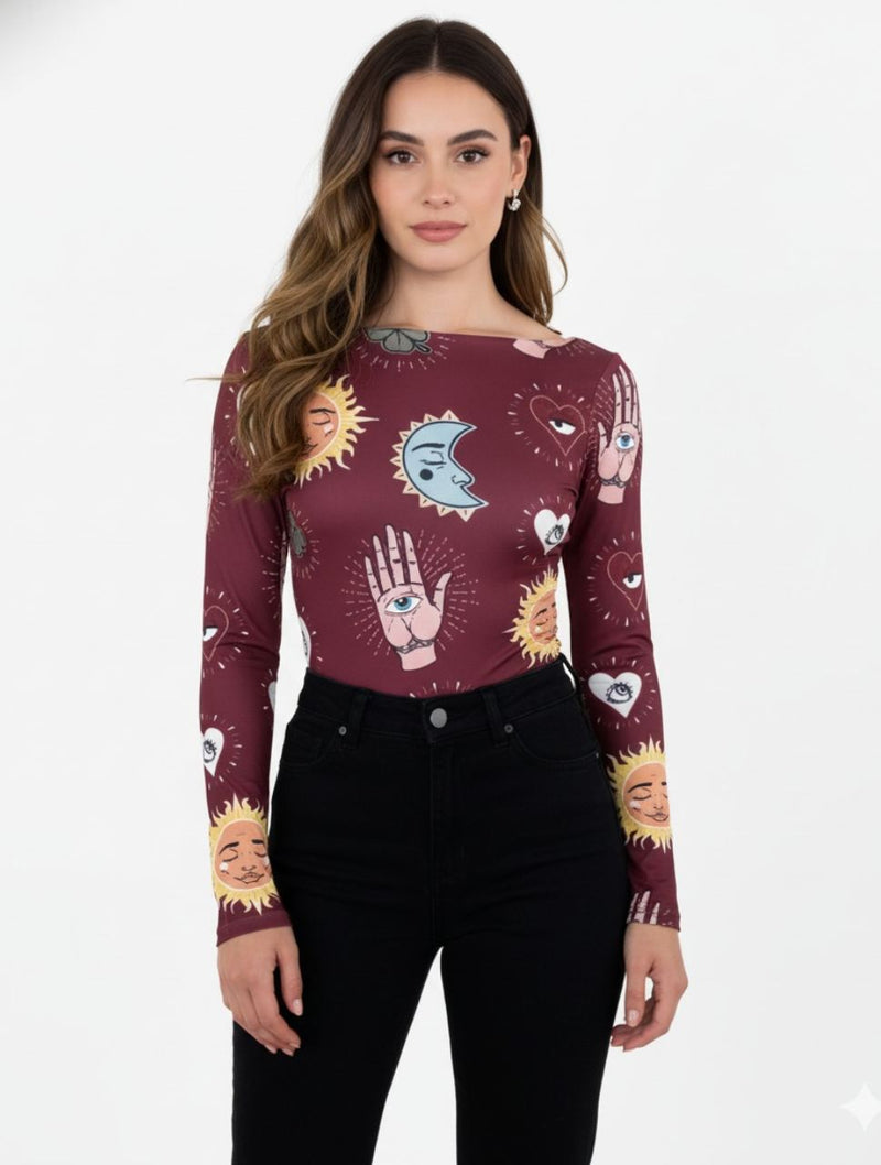 Body para Mujer Estampado con Lunas y Estrellas - The Cosmic