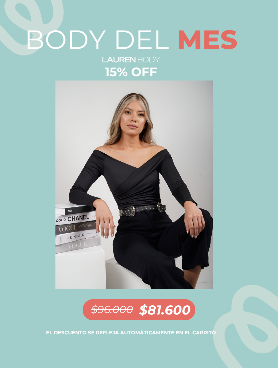 Body para Mujer Cuello Bandeja Manga Larga - Lauren