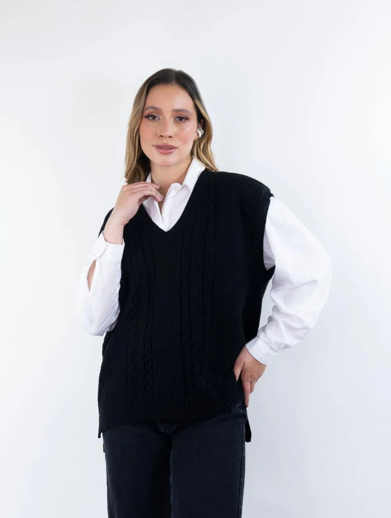 Chaleco Tejido Cuello V Para Mujer Milán – Molgoa