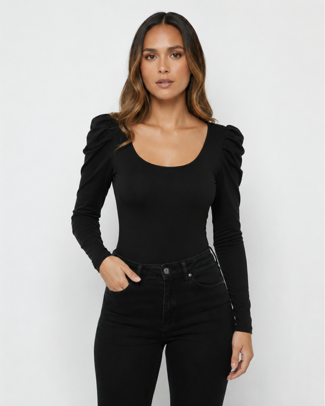 197. Body Manga Bombacha Negro Nueva Talla S Muestra Molgoa Artesanal Diseño