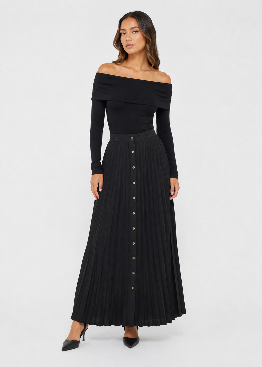200. Falda Stradivarius Plisada Negro Buen Estado Talla S Artesanal Diseño