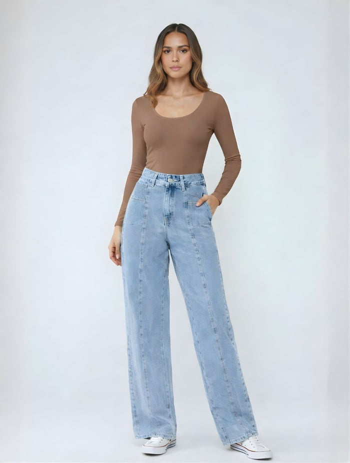 Pantalón Jean Tiro Alto Para Mujer - The Ubud