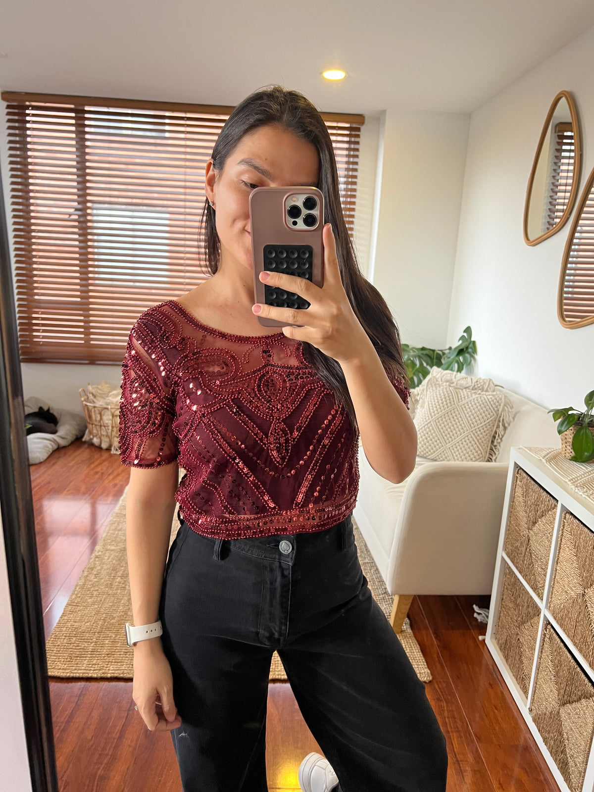 9. Blusa con Lentejuelas Vino Nueva Santa Maria Nuevo Exclusivo Estilo