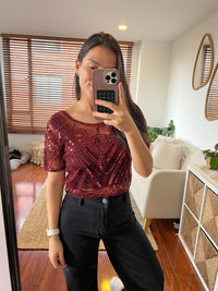 9. Blusa con Lentejuelas Vino Nueva Santa Maria Nuevo Exclusivo Estilo
