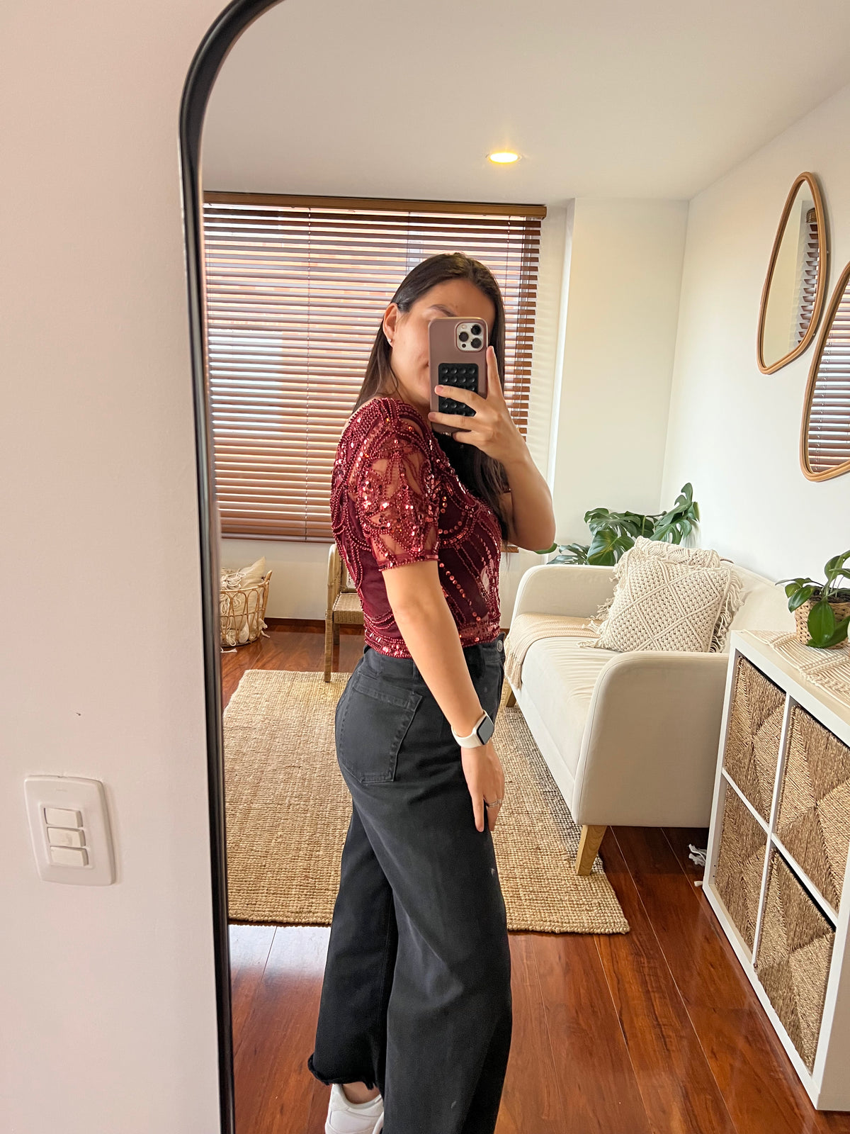 9. Blusa con Lentejuelas Vino Nueva Santa Maria Nuevo Colombiano Look