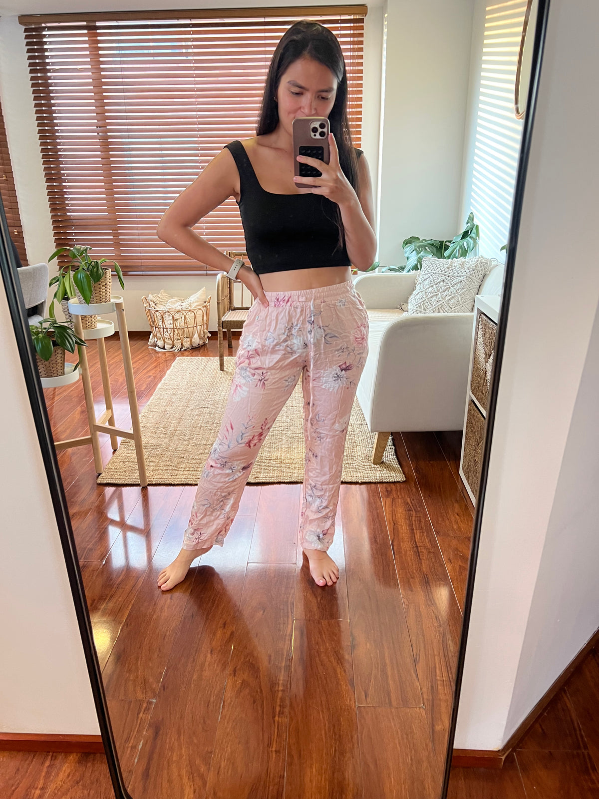 17. Pantalón Pijama Rosa Punto Blanco Artesanal Diseño