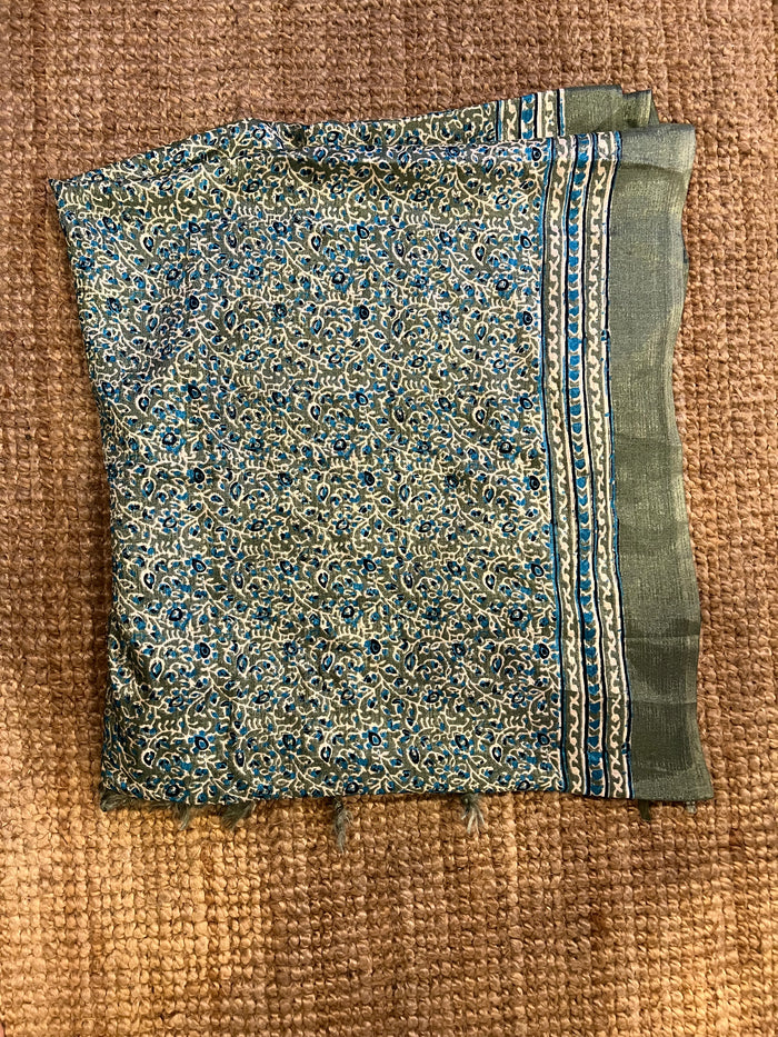 53- Pasmina Verde Muestra Molgoa Nuevo / Con Imperfectos Artesanal Diseño