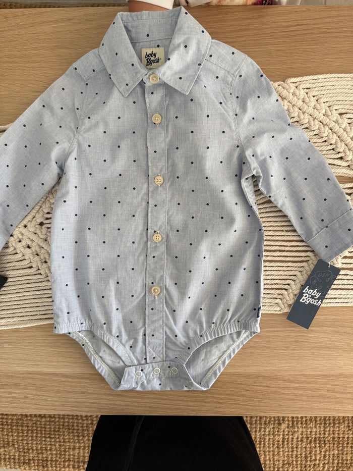 123. Enterizo Tipo Camisa Para Bebé Baby B'gosh en Perfecto Estado Artesanal Diseño