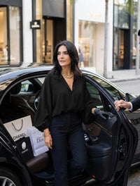 Blusa mujer Escote V Manga Bombacha  - Ocaso