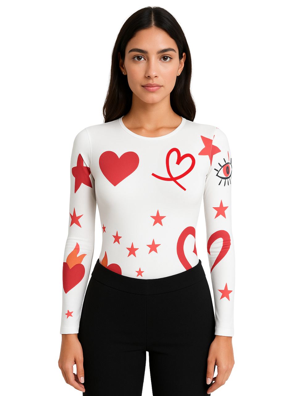 Body para Mujer Estampado de Corazones y Estrellas - The Dolce Vita
