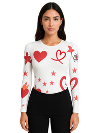 Body para Mujer Estampado de Corazones y Estrellas - The Dolce Vita