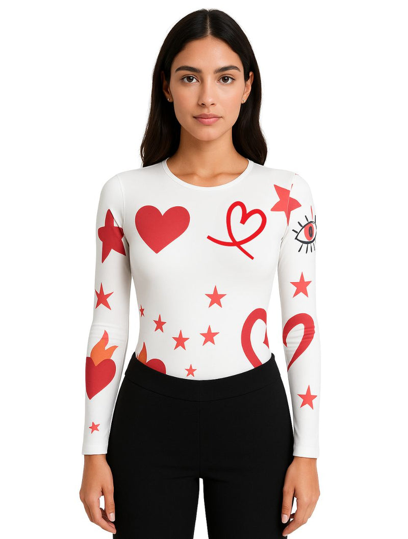 Body para Mujer Estampado de Corazones y Estrellas - The Dolce Vita
