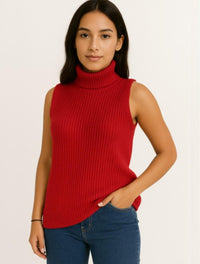Chaleco Tejido Cuello Alto Trenzado Para Mujer - Berlín
