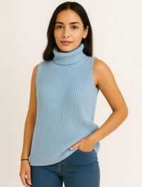 Chaleco Tejido Cuello Alto Trenzado Para Mujer - Berlín
