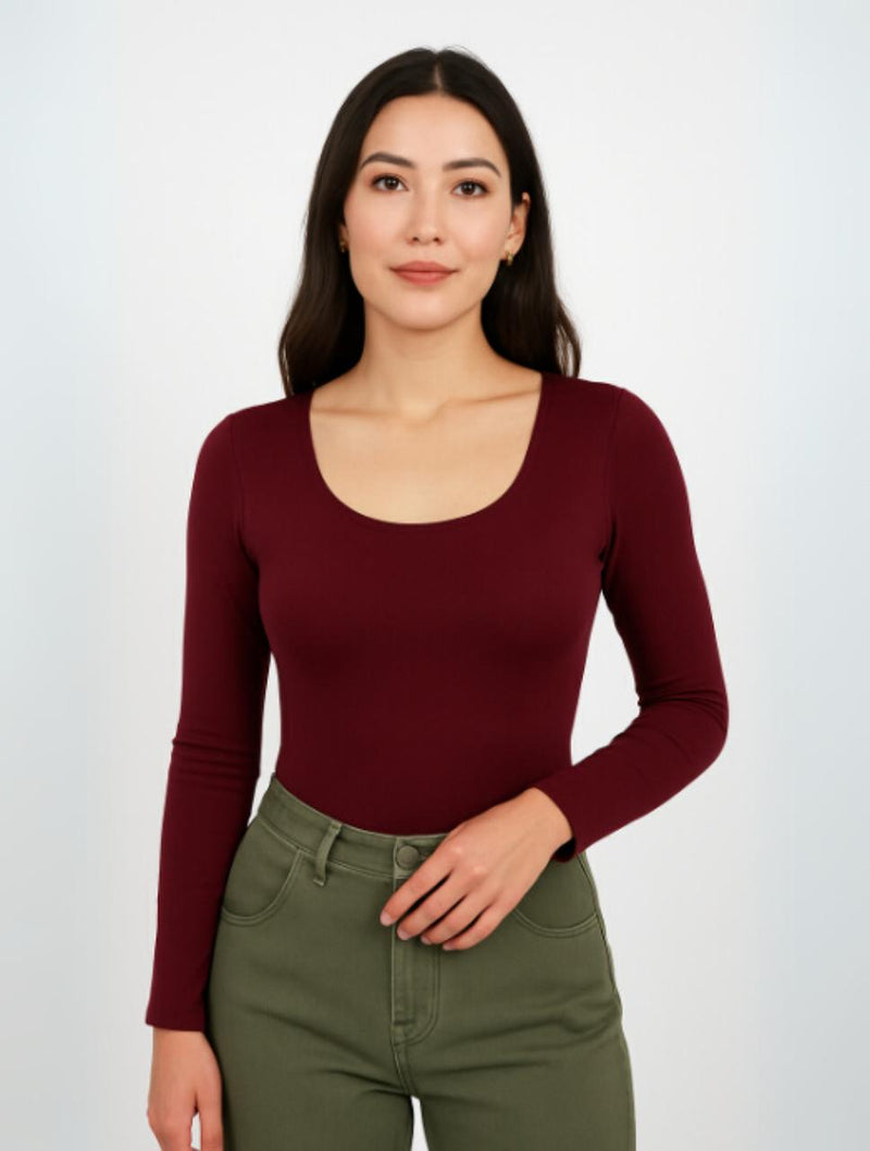 Body para mujer escote redondo manga larga - Tahiti