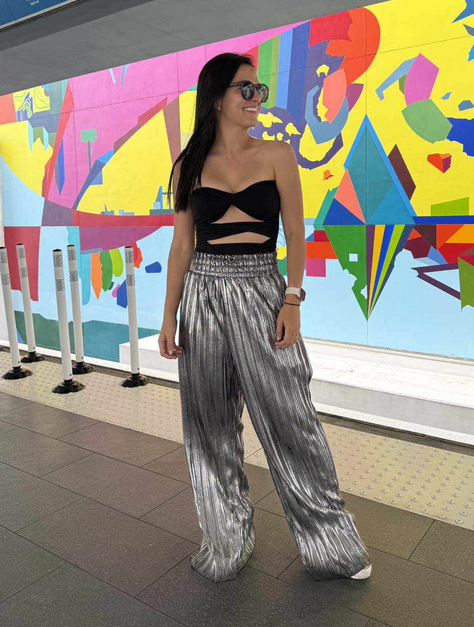 164. Pantalón Tiro Alto Nuevo Talla S Artesanal Diseño