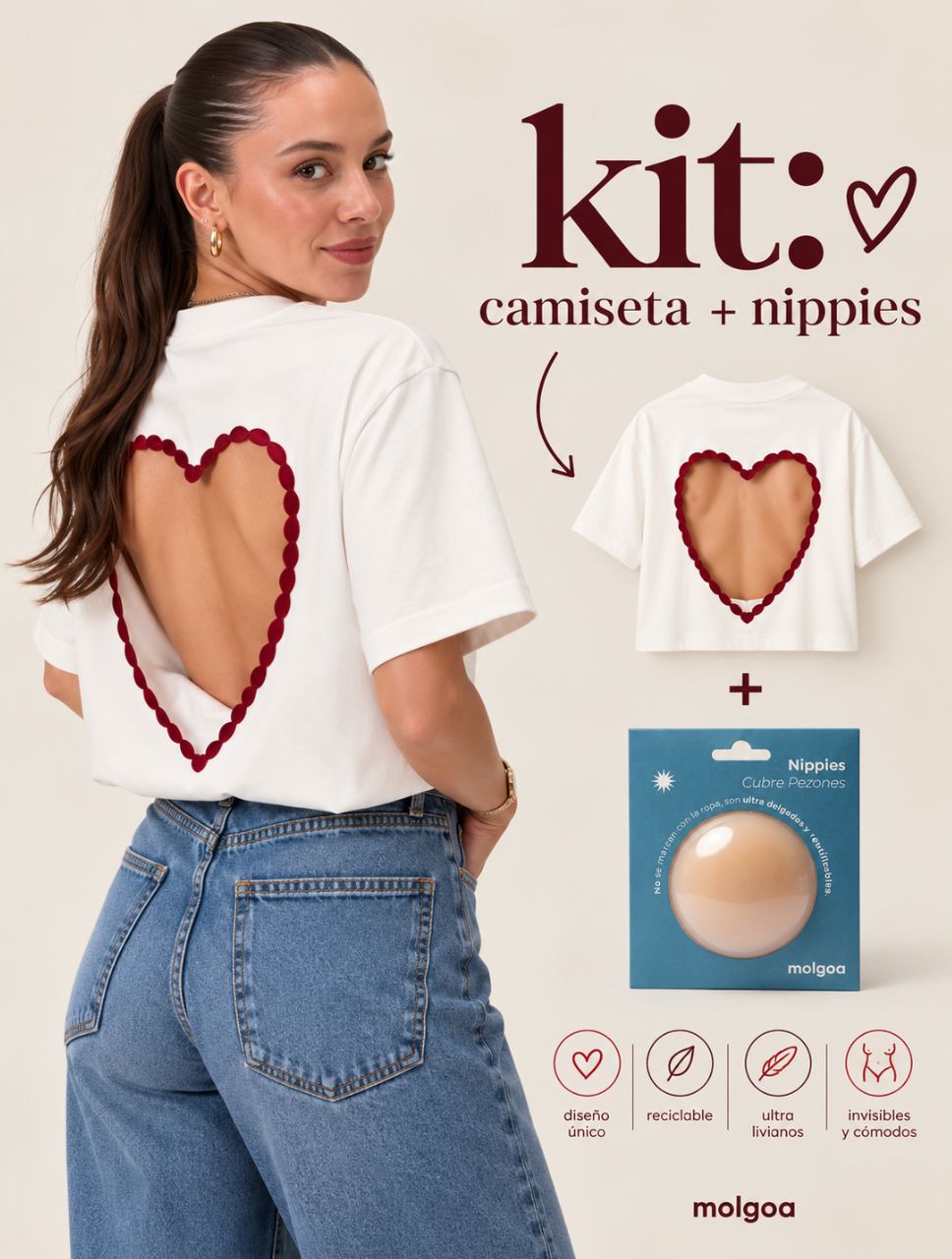 Kit The Charm T-Shirt + Nippies Adhesivos