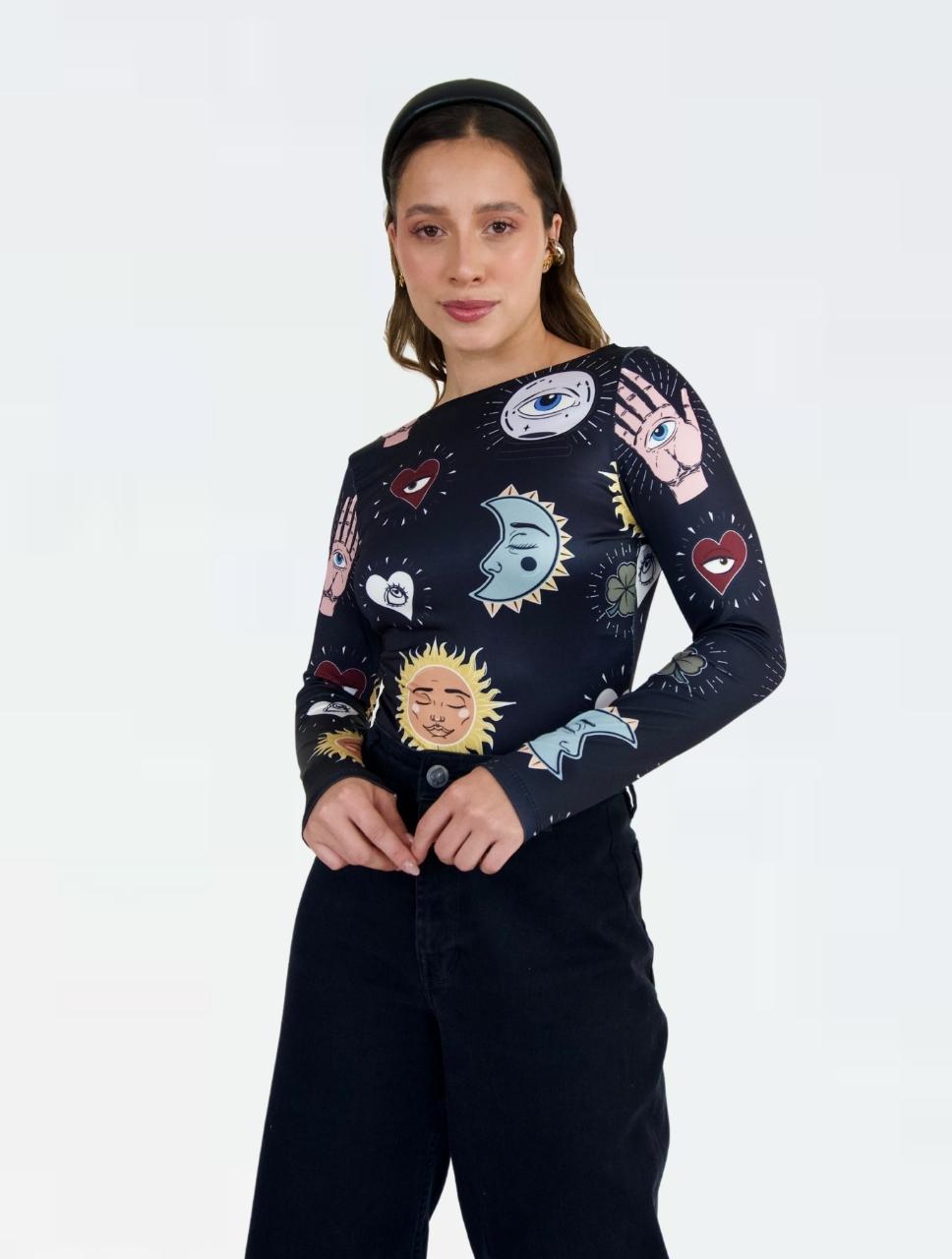 Body para Mujer Estampado con Lunas y Estrellas - The Cosmic