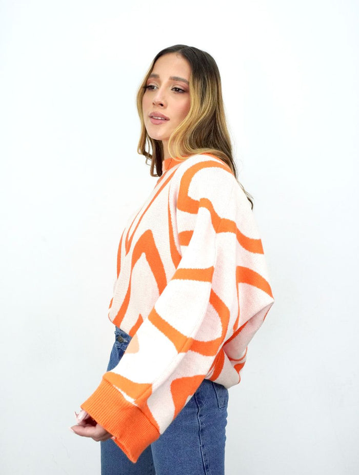 Suéter para Mujer Naranja Cuello Bandeja - Positano Naranja