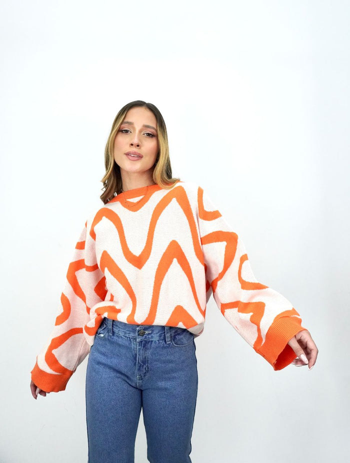 Suéter para Mujer Naranja Cuello Bandeja - Positano Naranja