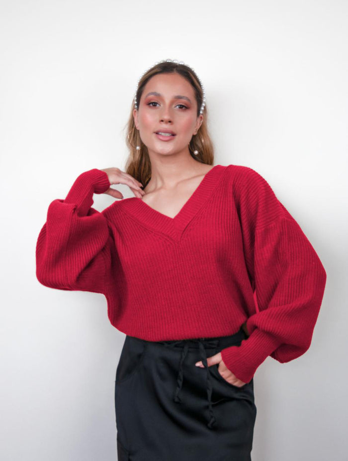 Suéter Manga Larga para Mujer Rojo Tejido - Galápagos Rojo