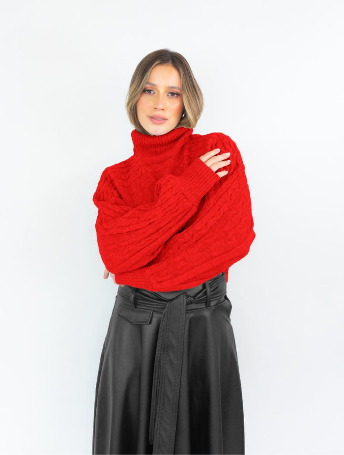 Suéter Cuello Tortuga - Solei Rojo