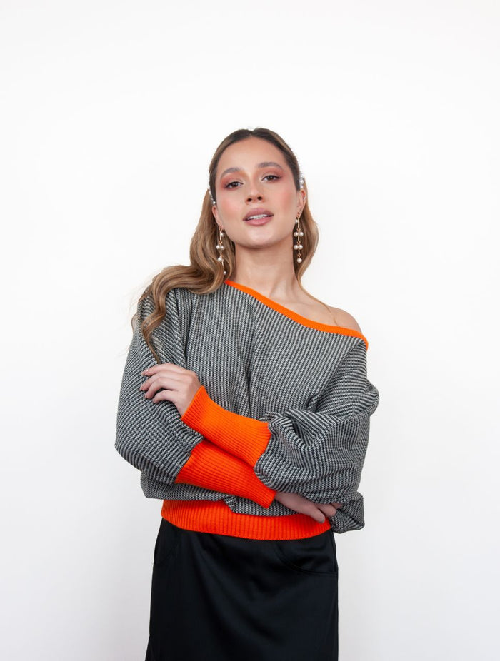 Suéter para Mujer Gallineto Cuello Bandeja - Abril Naranja