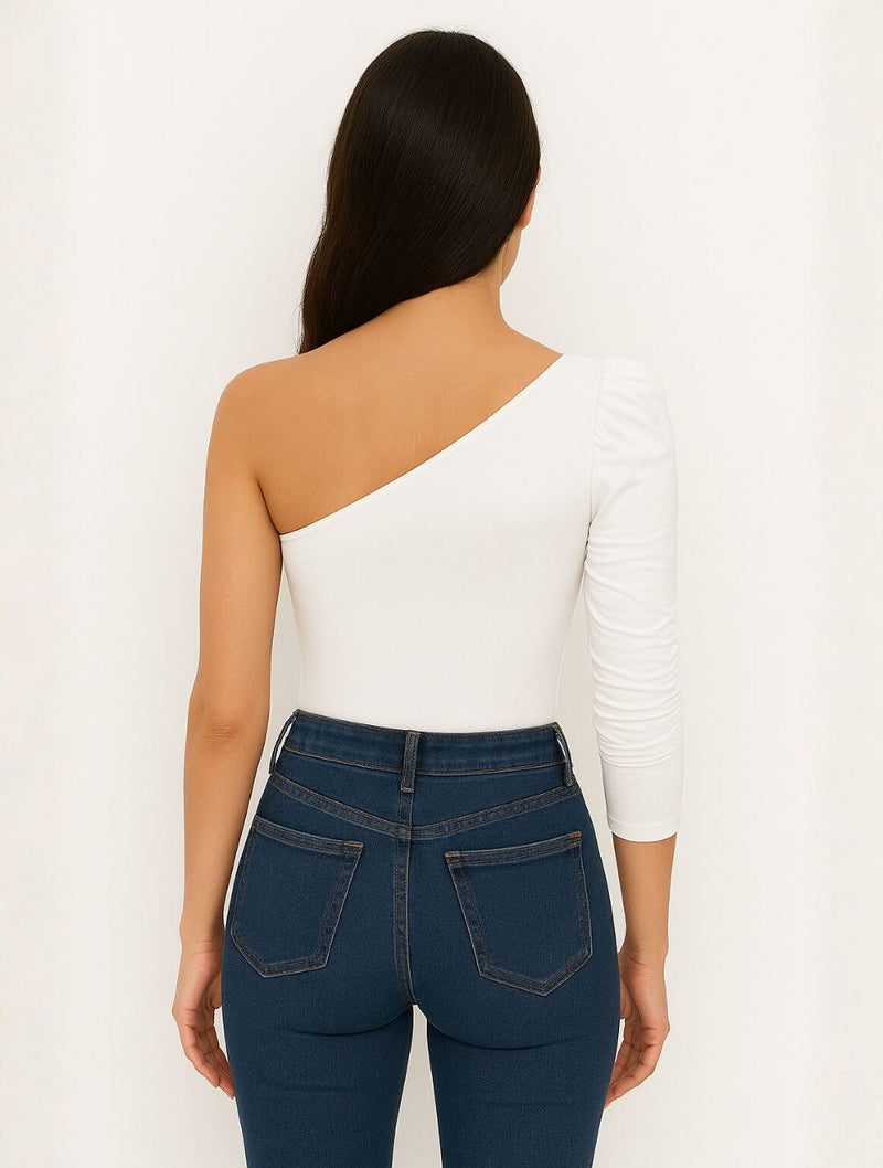 Body Escote Asimétrico Manga Bombacha - The Amour