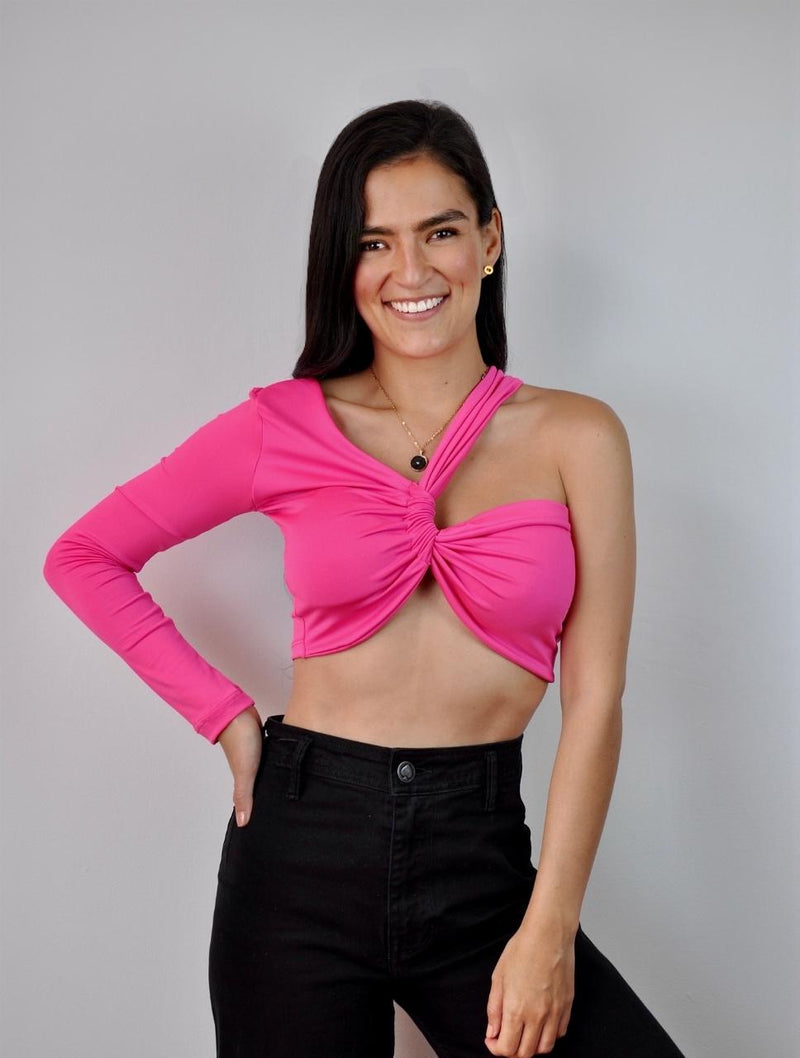 Crop Top para Mujer Fucsia Asimétrico - Ester Fucsia