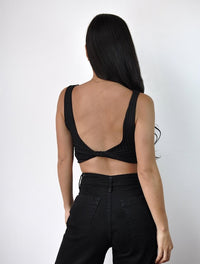 Square Neck Cropped Tank - Suki Black