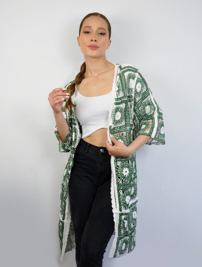 Kimono para Mujer Verde Tejido - Tulum Verde