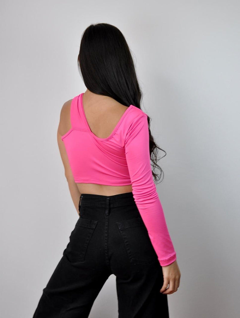 Crop Top para Mujer Fucsia Asimétrico - Ester Fucsia