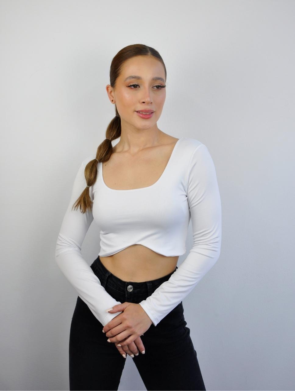 Crop top mujer manga larga sale