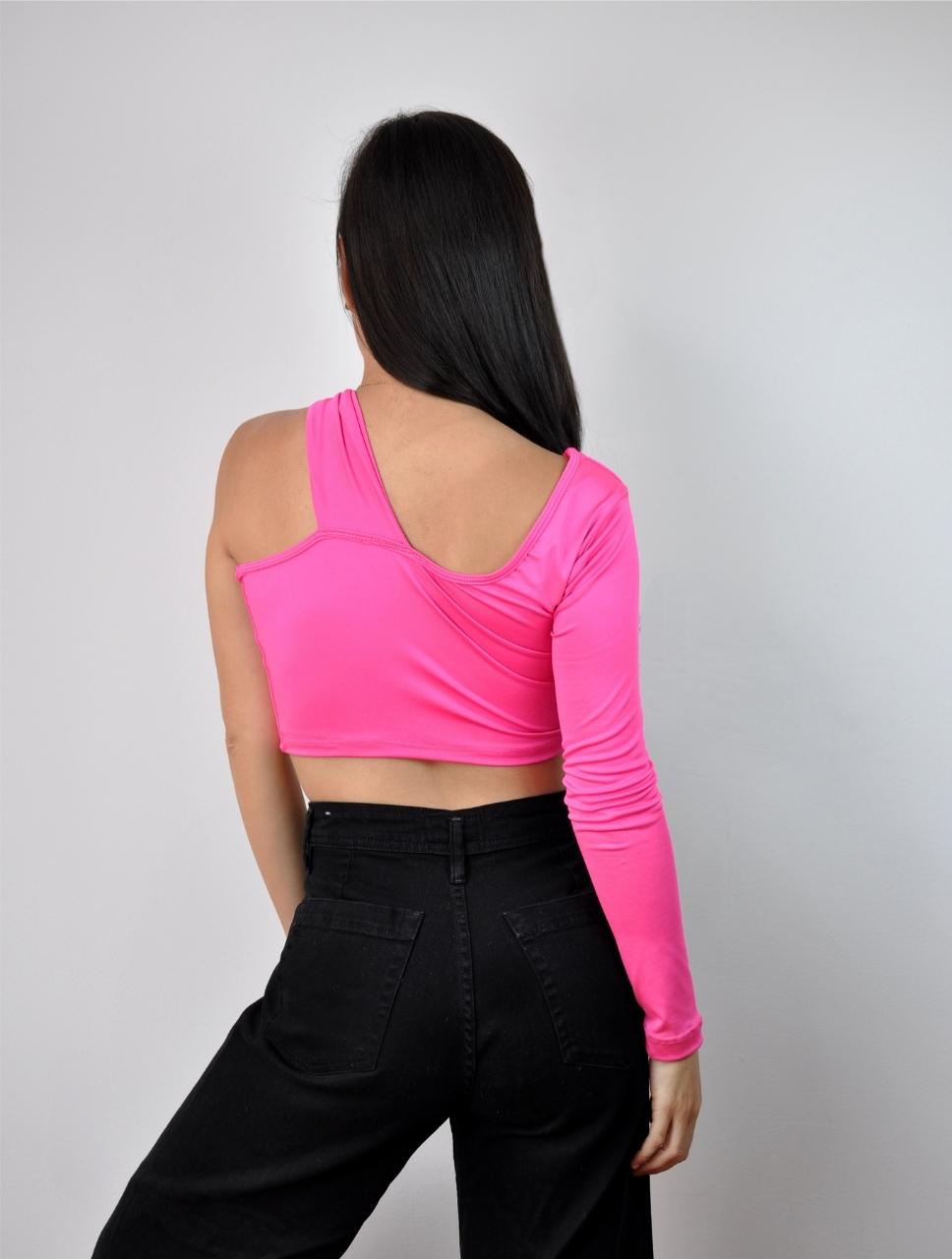 Crop Top para Mujer Fucsia Asimétrico - Ester Fucsia