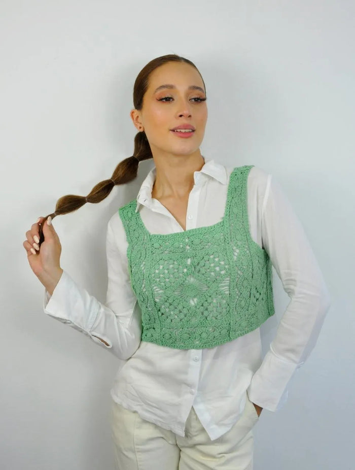 Crop Top Tejido - Mandala Verde