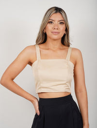 Square Neck Cropped Tank - Gardenia Nude