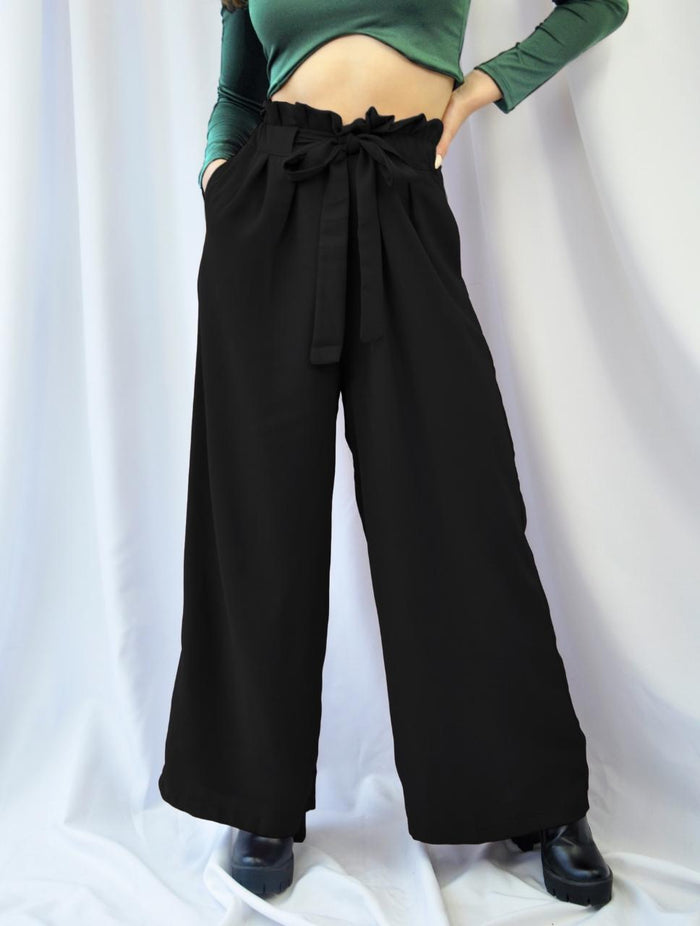 Pantalón para Mujer Negro Slouchy, Stretch, Pegged, Tiro Alto - Cooper Negro