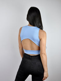 Sleeveless Crop Top - Perle Baby blue