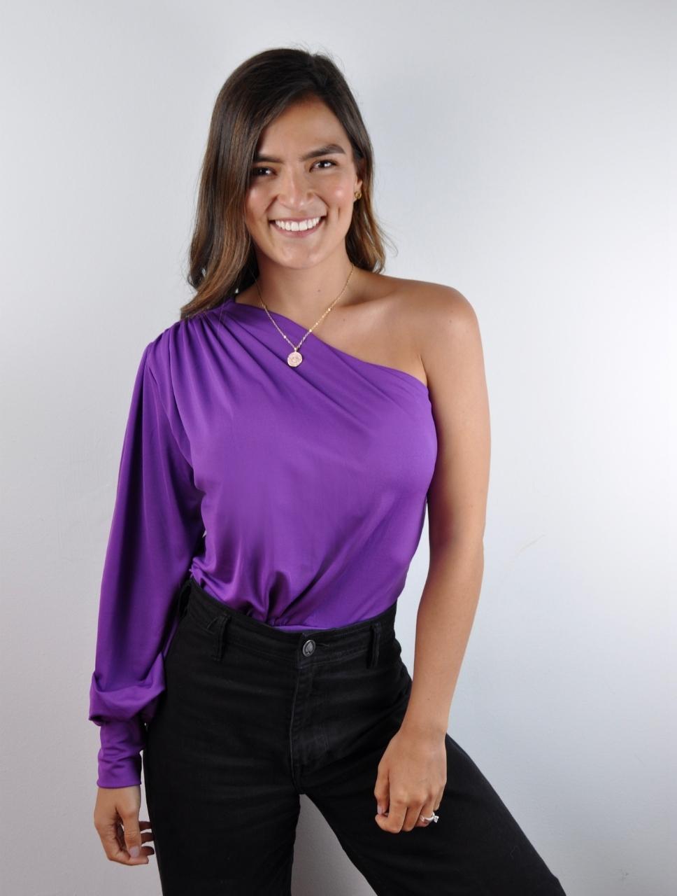 Blusa para Mujer Morado Escote Asimetrico Manga Larga Ana Morado Molgoa