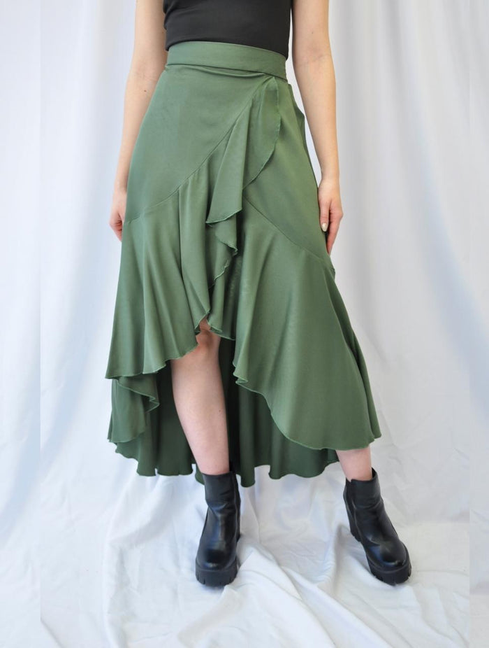 Falda para Mujer Verde Militar Asimétrica con Bolero - Bahamas Verde Militar