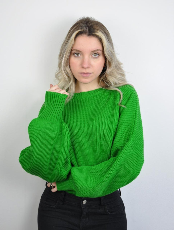 Suéter para Mujer Verde Cali Cuello Redondo Manga Bombacha - Milagros Verde Cali