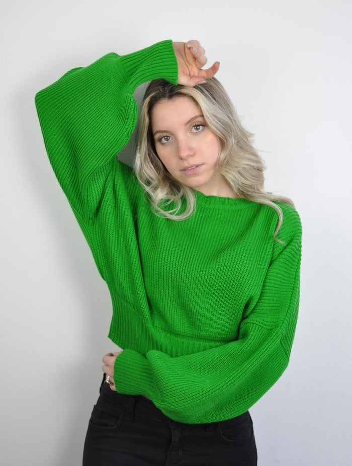 Suéter para Mujer Verde Cali Cuello Redondo Manga Bombacha - Milagros Verde Cali