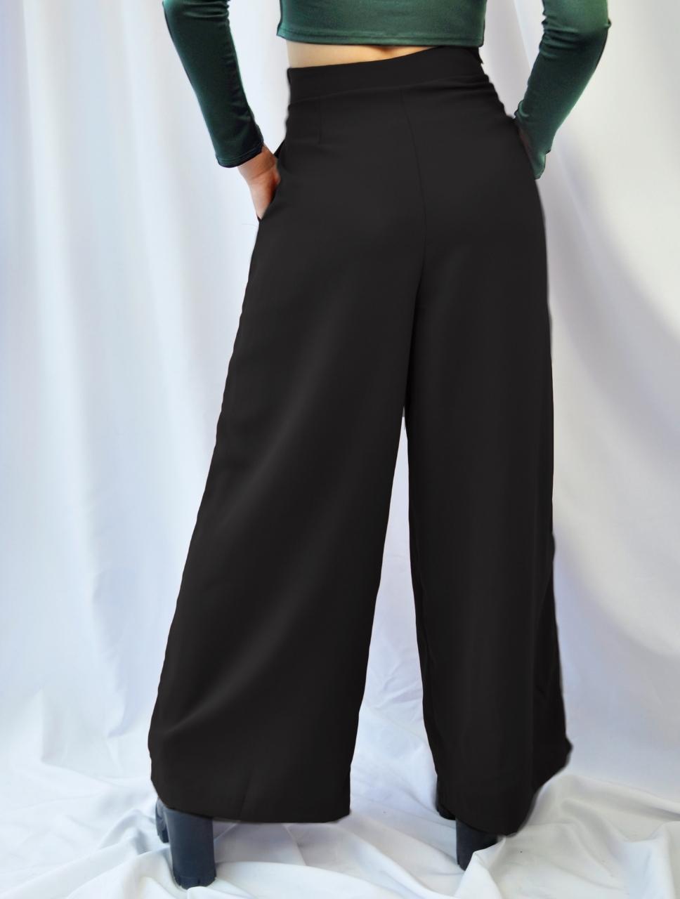 Pantalón para Mujer Negro Slouchy, Stretch, Pegged, Tiro Alto - Cooper Negro