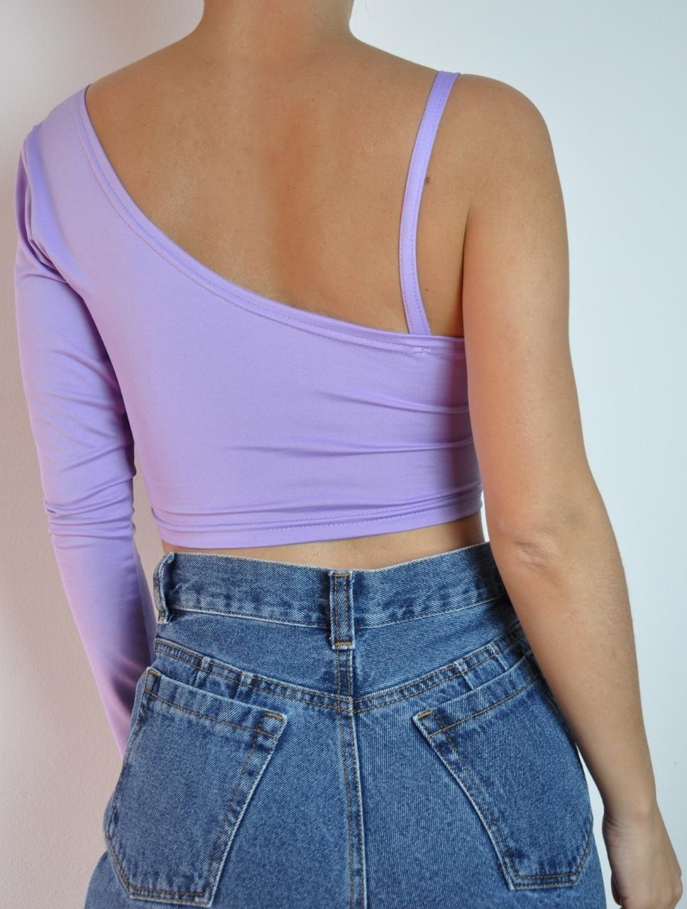 Crop Top para Mujer Lila Asimétrico - Nicolle Lila