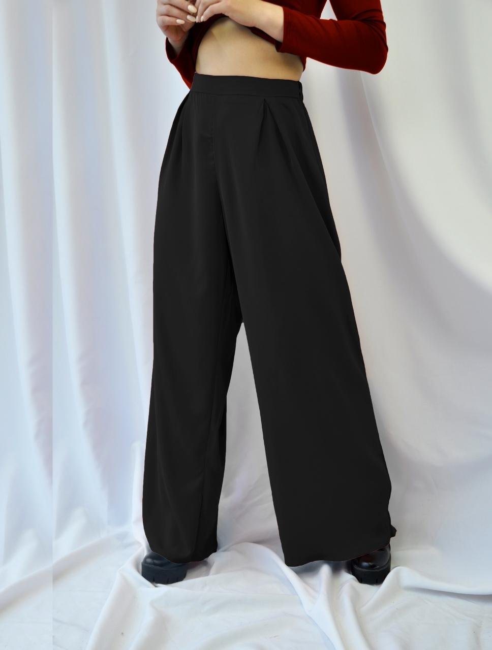 Pantalón para Mujer Negro Tipo Palazzo Tiro Alto - Alexia Negro