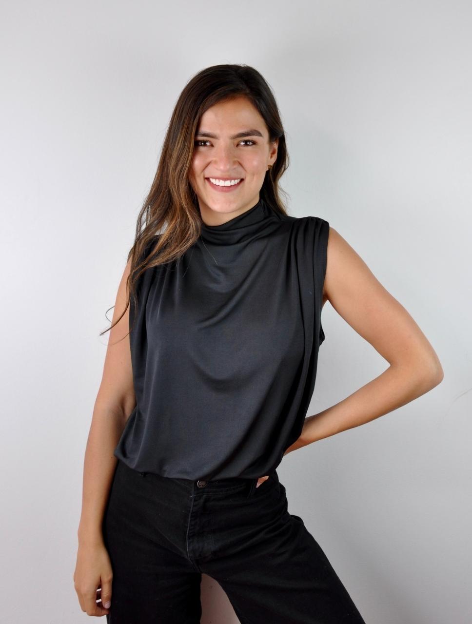 Fashion blusas de cuello alto negras