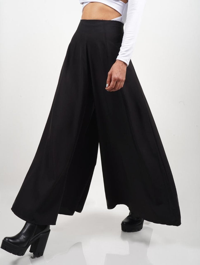 Pantalón para Mujer Negro Tipo Palazzo Tiro Alto Con Cremallera - Palermo Negro