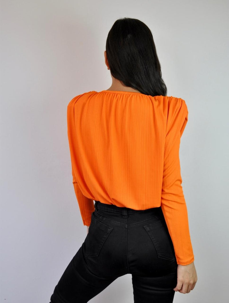 Blusa naranja manga discount larga