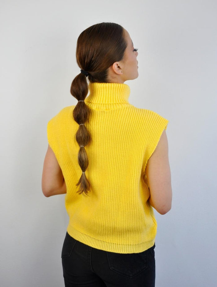 Chaleco para Mujer Amarillo Cuello Tortuga Tejido Fino - Berlín Amarillo