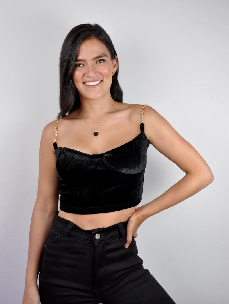 Sleeveless Crop Top - Bravo Velvet Black